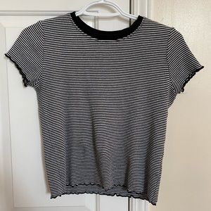 Cropped Black and White Striped Top